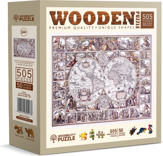 WOODEN CITY Dřevěné puzzle Mapa doby objevů 505 dílků