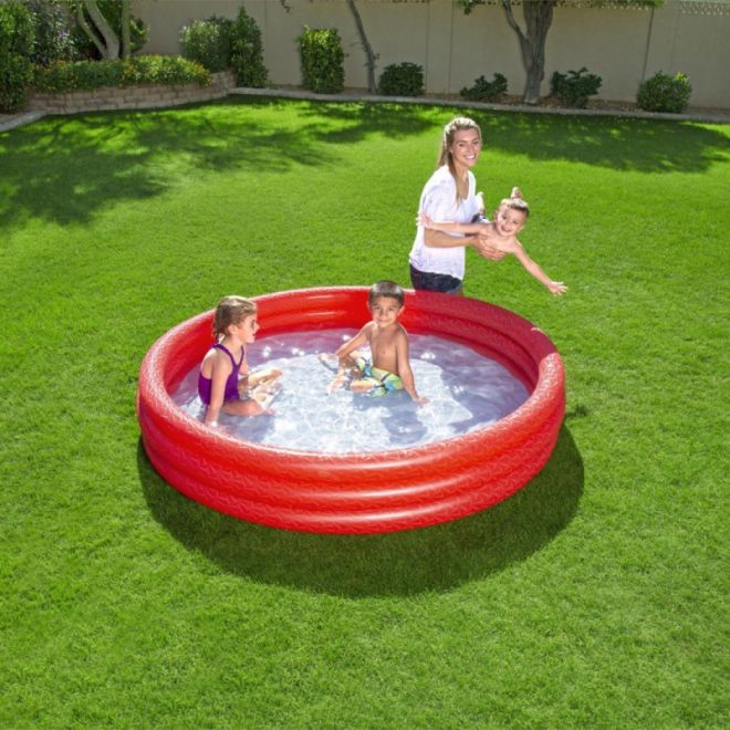 Dětský zahradní bazén Nafukovací brouzdaliště červené 183x33cm BESTWAY + opravná záplata