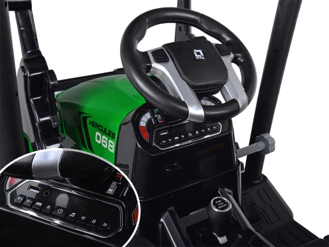 Tractor electric mare cu lopată și remorcă pentru copii – Zelená