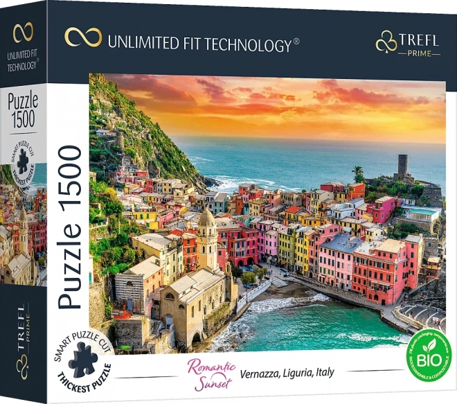 Puzzle TREFL Romantický západ slunce: Vernazza, Ligurie, Itálie 1500 dílků