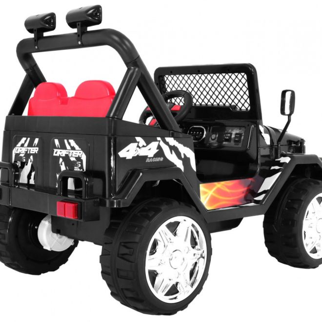 Dětské terénní auto na baterie Raptor Drifter Black + dálkové ovládání + pomalý rozjezd + EVA + zvuky Světla