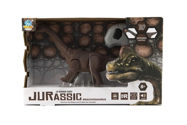 Dinosaurus na ovládání IC plast 27cm na baterie se světlem se zvukem v krabičce 33x21x10cm