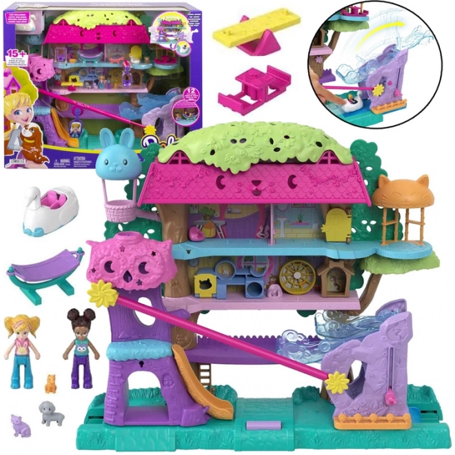 Polly Pocket Sada figurek Zvířecí dobrodružství Domeček na stromě