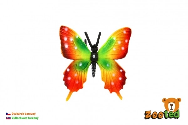 Motýl tropický Papilio/otakárek barevný zooted plast 6cm v sáčku