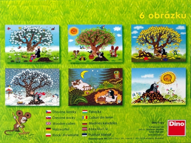 Dřevěné obrázkové kostky Krtkův rok