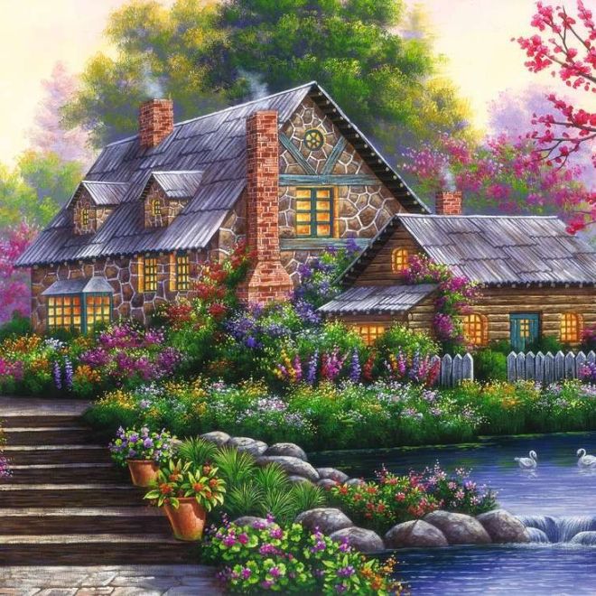 Puzzle 1000 prvků Romantický venkovský dům