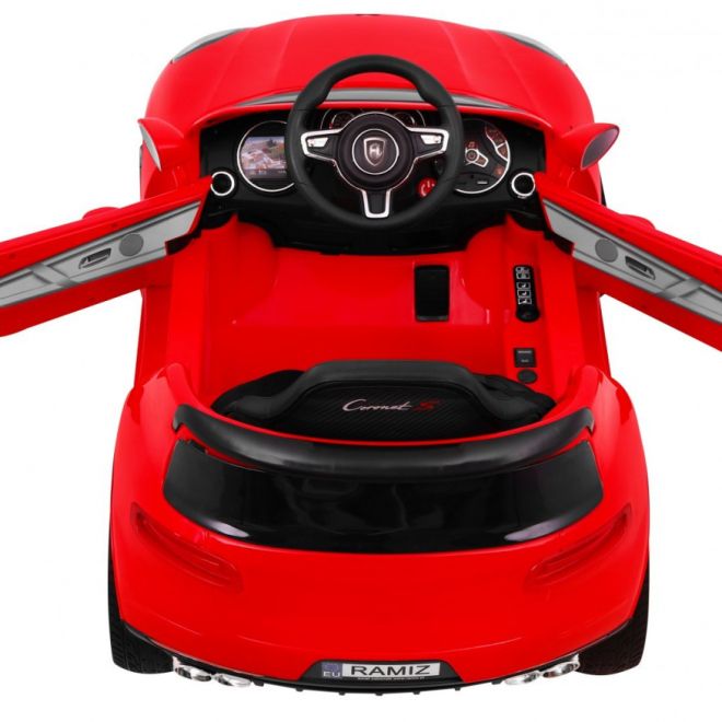 Turbo-S bateriové auto pro děti Červené + Dálkové ovládání + Pomalý start + EVA kola + Rádio MP3