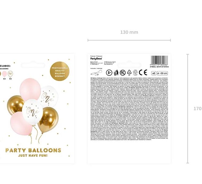 Narozeninové balónky Pastelová bledě růžová bílá zlatá růžová 30 cm - 5 kusů