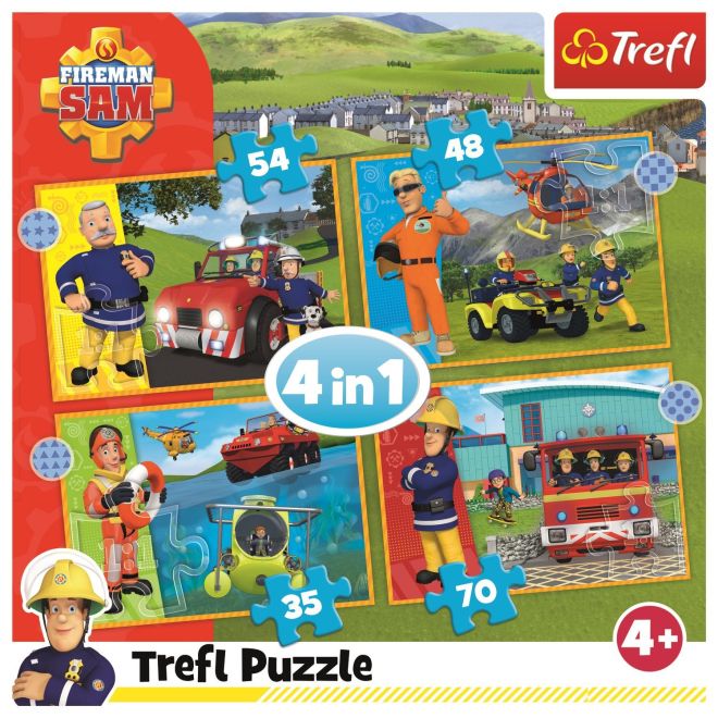 TREFL Puzzle Statečný požárník Sam 4v1 (35,48,54,70 dílků)