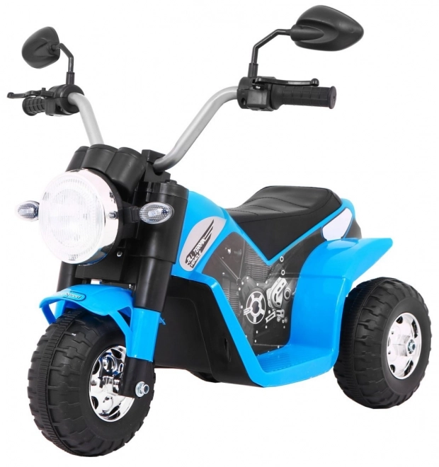 Dětské kolo na baterie MiniBike Modrá + zvuky + LED světla + ekologická kůže