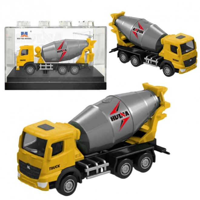 Kolekcionářský model míchačky Huina žlutý 1:80