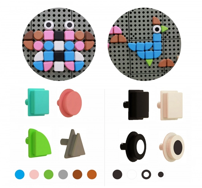 Masterkidz geometrický stavební set s kolíčky 64 ks pro STEM tabule