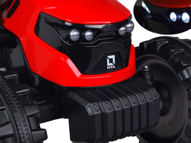 Velký elektrický traktor s přívěsem a lžící pro děti – Červená