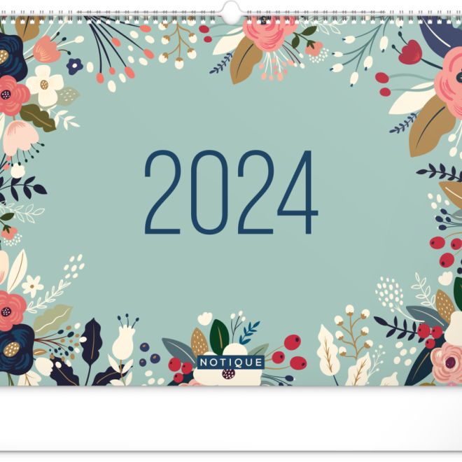 Nástěnný plánovací kalendář Květy 2024, 48 × 33 cm