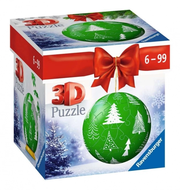 RAVENSBURGER Puzzleball Vánoční ozdoba zelená se stromečky 56 dílků