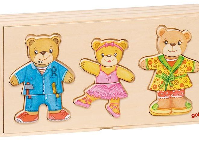 Dřevěné puzzle s medvídkem
