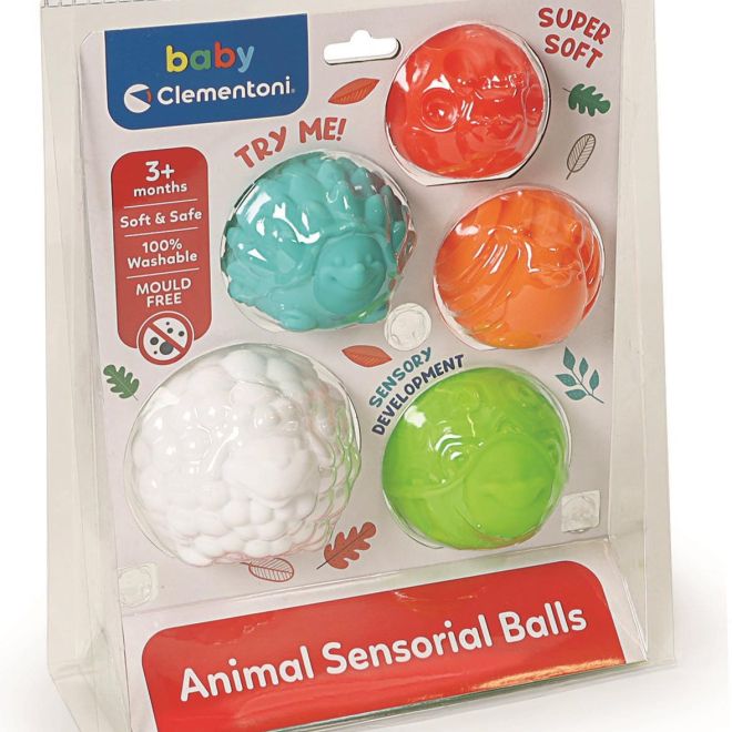 CLEMENTONI BABY Senzorické zvířátkové měkké míčky 5 ks