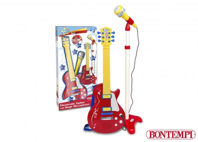 Bontempi Rocková kytara se stojanovým mikrofonem 22,5 x 22,5 x 112 cm