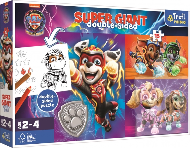 Puzzle GIANT oboustranné Skvělý tým Tlapkové patroly/Paw patrol 15 dílků v krab. 40x27cm 24m+