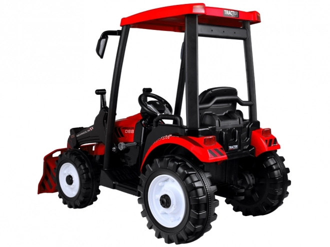 Velký elektrický traktor s přívěsem a lžící pro děti – Červená