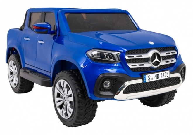 Mercedes Benz třídy X pro děti Modrá barva + dálkové ovládání + 4x4 + MP4 + nosič zavazadel + EVA