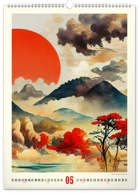 NOTIQUE Nástěnný kalendář Vintage plakáty – japonské umění 2025, 33 x 46 cm