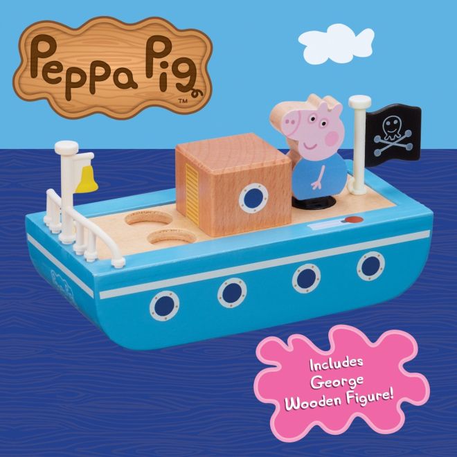 Sada s figurkou prasátka Peppy Dřevěná loďka