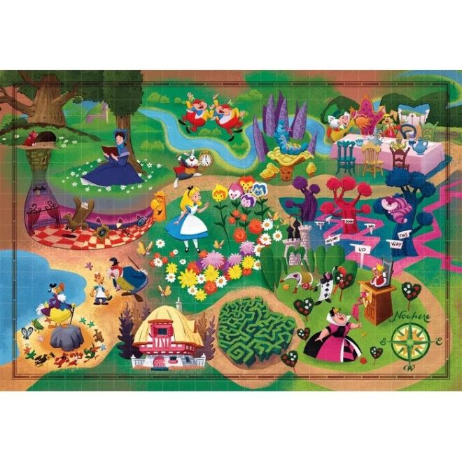 Puzzle 1000 dílků Kompaktní mapy Disney Alenka