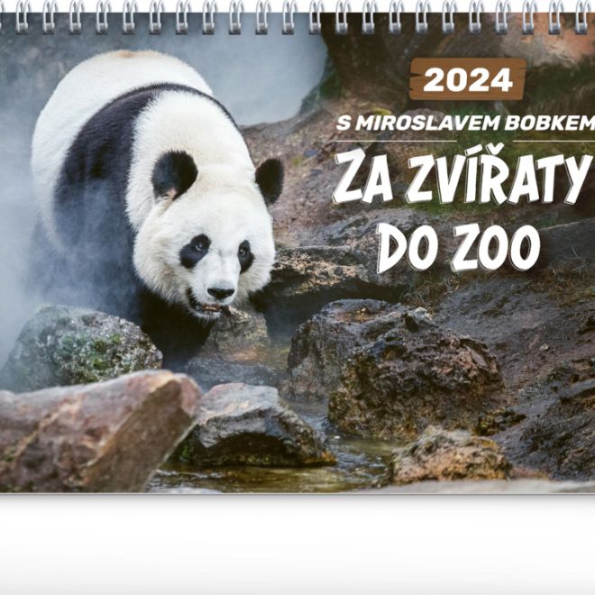 Stolní kalendář Za zvířaty do zoo – Miroslav Bobek 2024, 23,1 × 14,5 cm