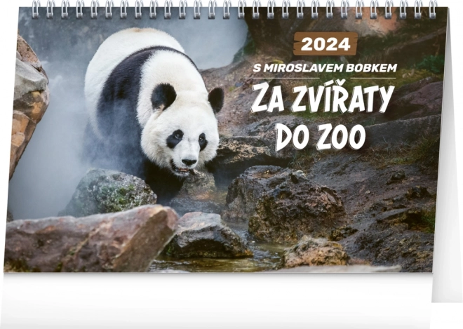 Stolní kalendář Za zvířaty do zoo – Miroslav Bobek 2024, 23,1 × 14,5 cm