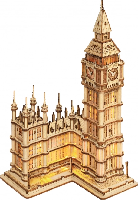 RoboTime dřevěné 3D puzzle hodinová věž Big Ben svítící