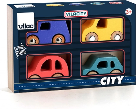 Sada 4 Dřevěných Autíček City od Vilacity