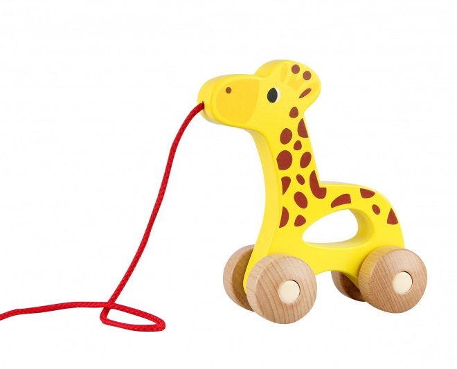 Žirafa k tahání za provázek Dřevěné