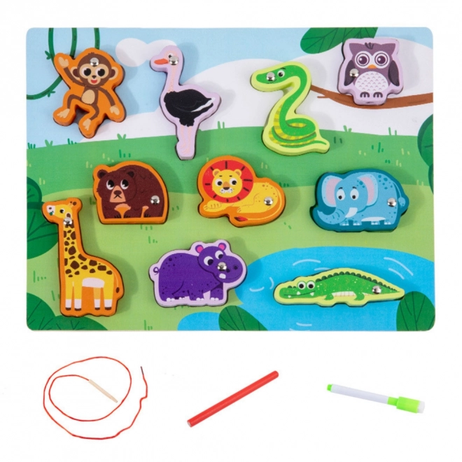Dřevěná magnetická skládačka se zvířátky