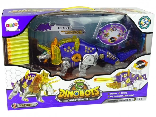 Dinobots 2v1 Dinosauří brokovnice Fialový štít Triceratops