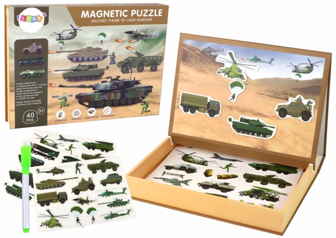 Sada vzdělávacích magnetických puzzle s motivem pozemní války