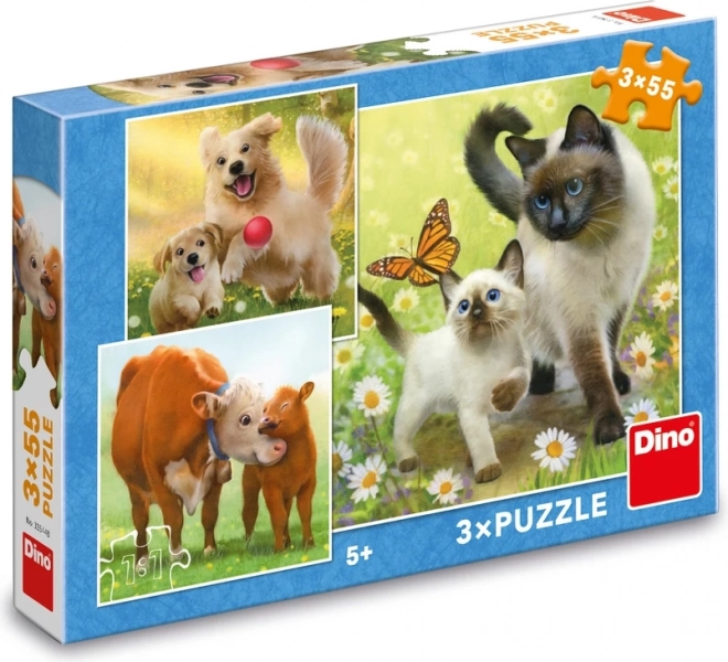 Puzzle Dino Rodinka 3x55 dílků