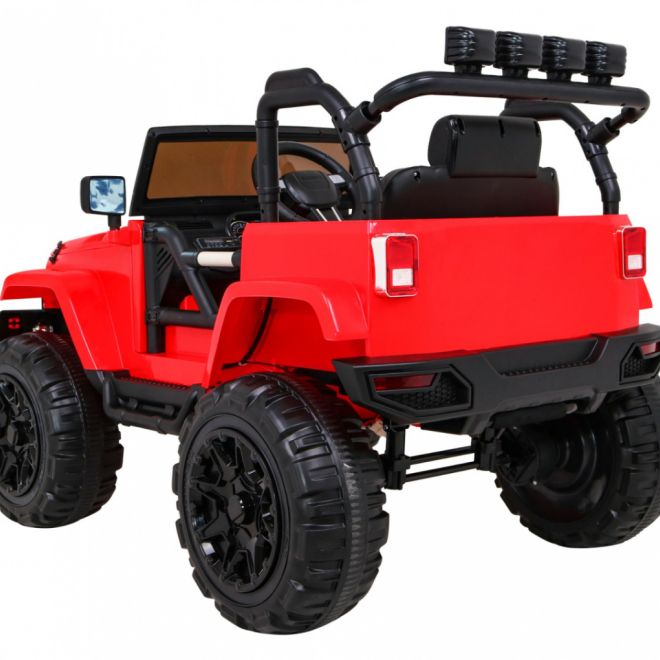 Dětské terénní auto na baterie Červený džíp + dálkové ovládání + světla zvuky