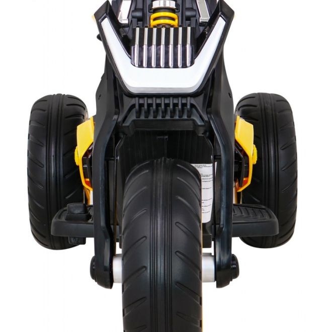 Budoucí dětská motorka na baterie Žlutá + Audio panel + Pomalý start + Kola EVA