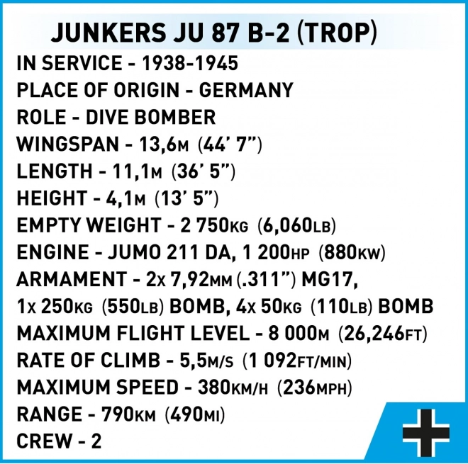 COBI 5748 II WW Junkers JU 87 B,-2 1:32, 525 k, 2 f