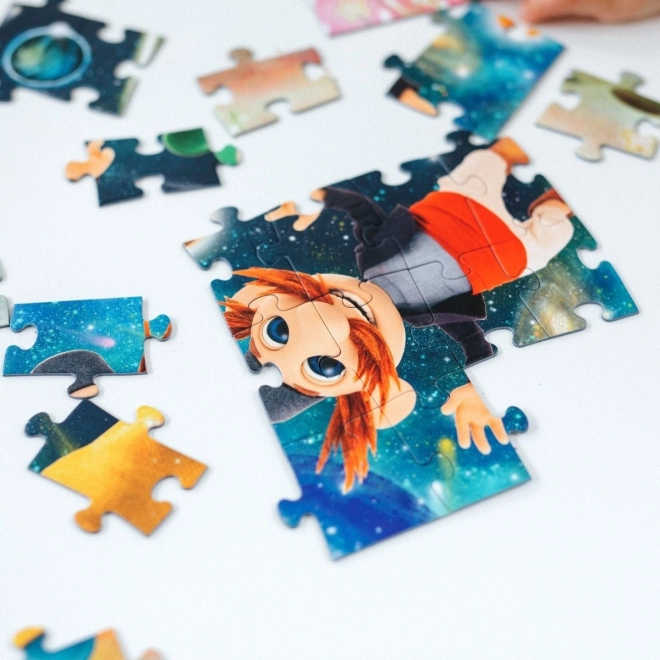 Třpytivé puzzle Treflíci: Mezi hvězdami 100 dílků