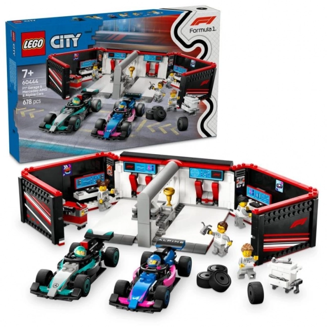 Lego City F1 garáž a vozy Mercedes-AMG a Alpine