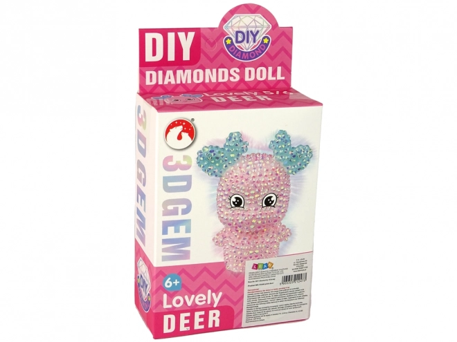 DIY Diamond Reindeer Creative Kit 3D krystaly růžový přívěšek na klíče