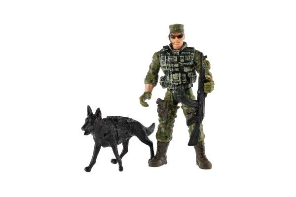 Sada vojáci se psem s doplňky 6ks plast v sáčku 17x20x3cm