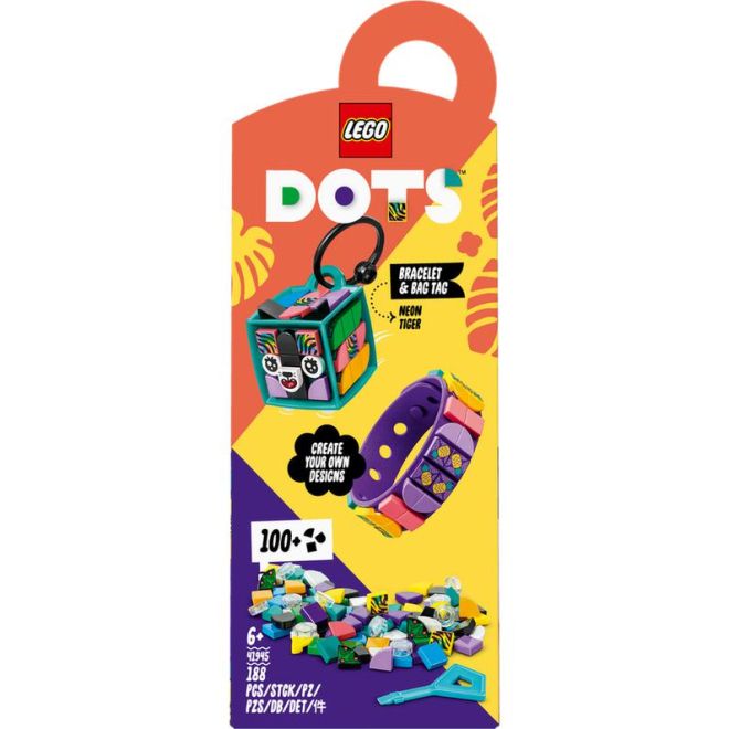 LEGO Dots 41945 Neonový tygr – náramek & ozdoba na tašku