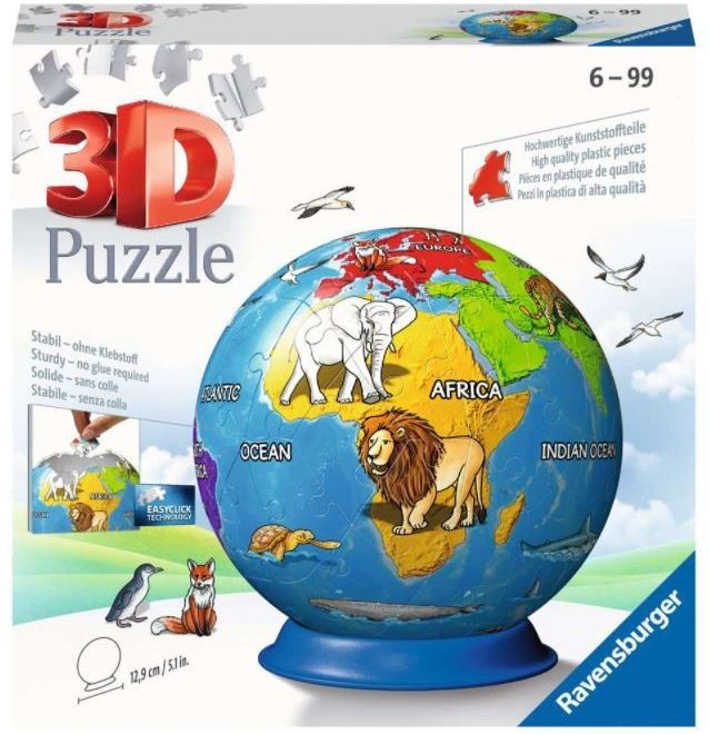 Puzzle 72 dílků 3D Koule, Dětský glóbus