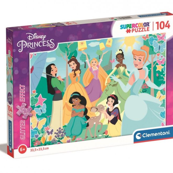 Puzzle se třpytkami 104 dílků, Disneyho princezny
