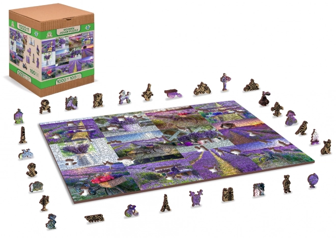 WOODEN CITY Dřevěné puzzle Levandulová Francie 2v1, 1010 dílků EKO