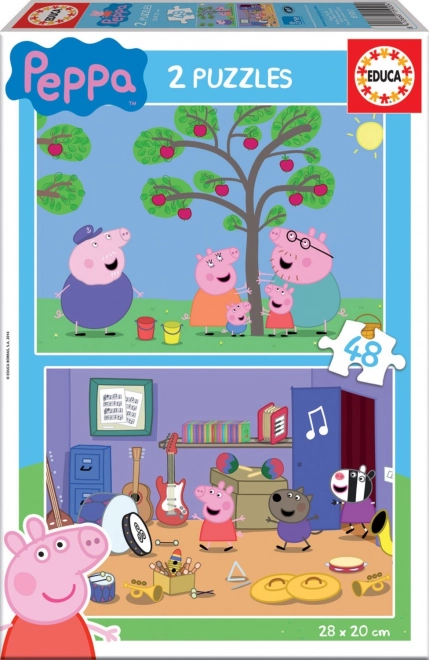 EDUCA Puzzle Prasátko Peppa 2x48 dílků