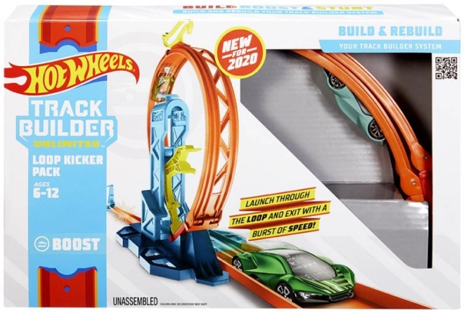 Hot Wheels stavebnicová dráha s nakopávací smyčkou – Boost